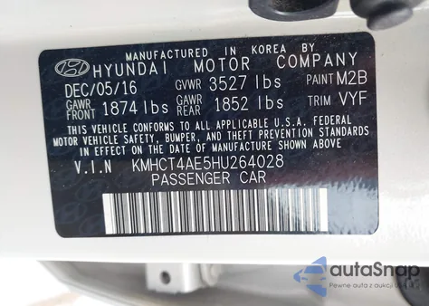 2017 Hyundai Accent Value Edition из США, поврежденный, VIN KMHCT4AE5HU264028